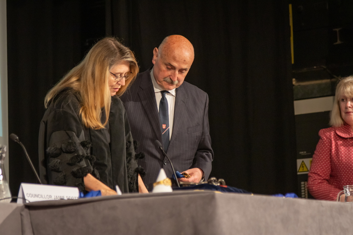 Cllr Stephen Godfrey (left) at the Mayor Making with WCC Chief Executive Laura Taylor